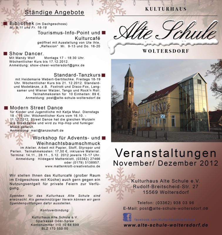 Programm für November und Dezember 2012