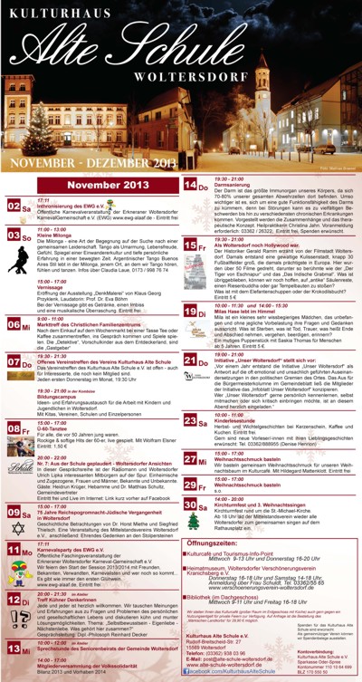 Programm November/Dezember 2013 (Vorderseite)