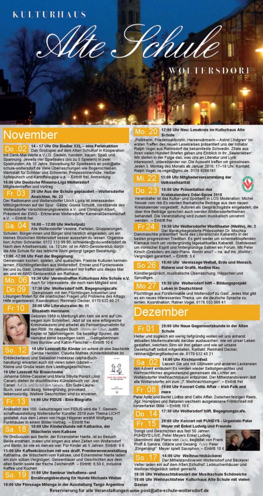 Programm November/Dezember 2017