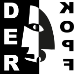 Ein schwarz-weißes Logo mit den Worten "Der Kopf"